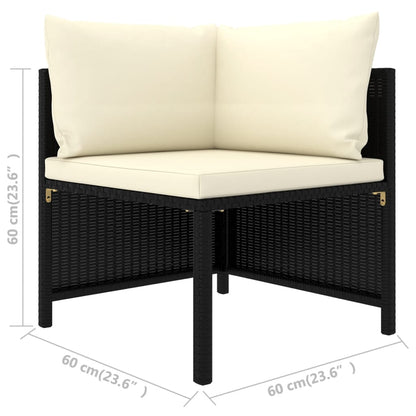 vidaXL 5-delige Loungeset met kussens poly rattan zwart