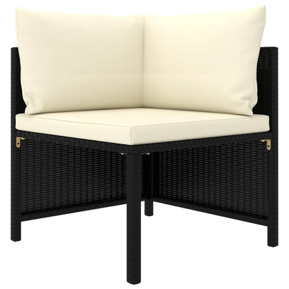 vidaXL 2-delige Loungeset met kussens poly rattan zwart