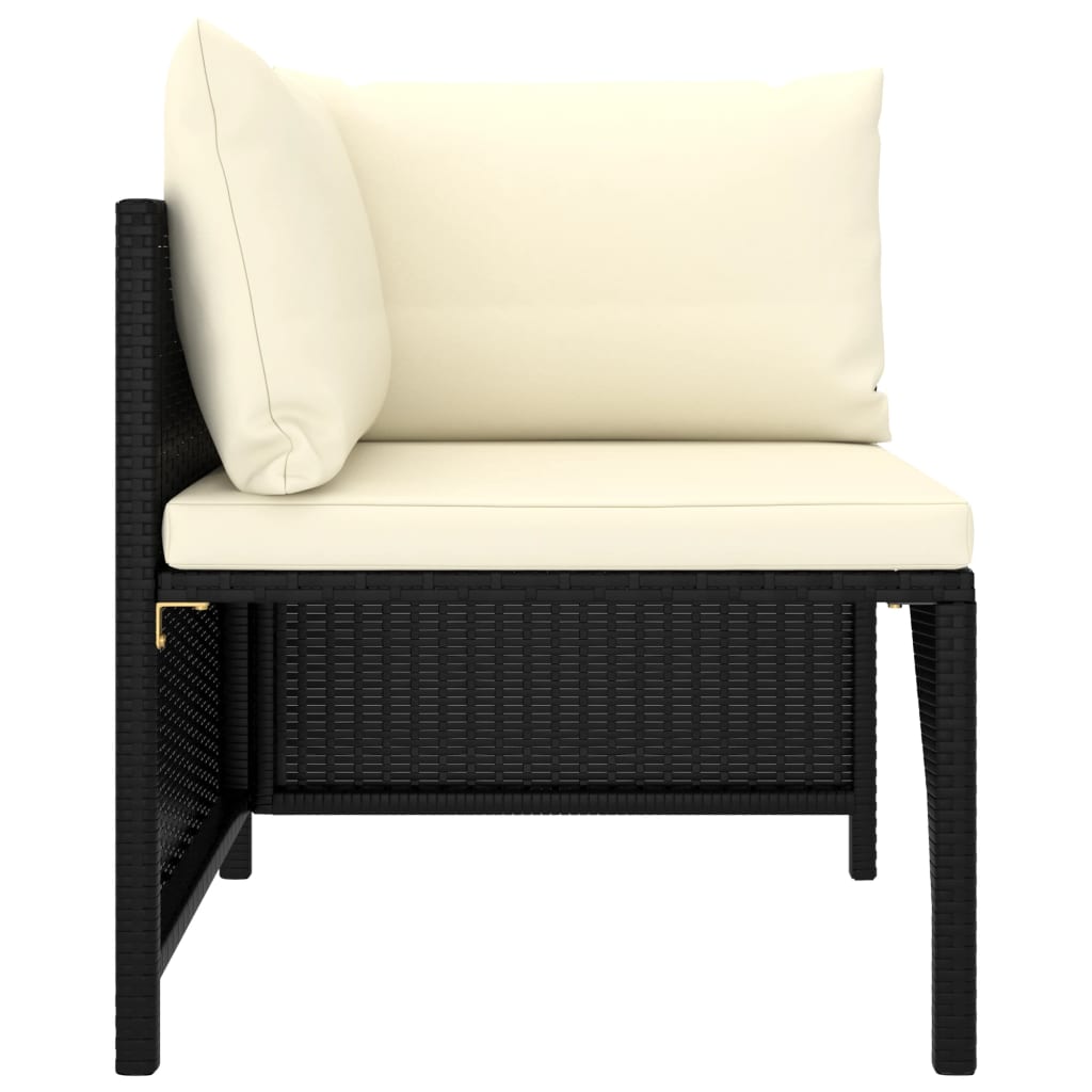 vidaXL 2-delige Loungeset met kussens poly rattan zwart