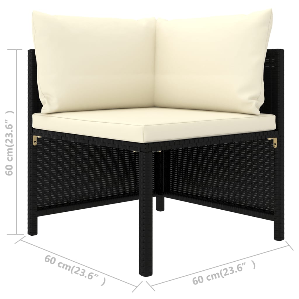 vidaXL 2-delige Loungeset met kussens poly rattan zwart