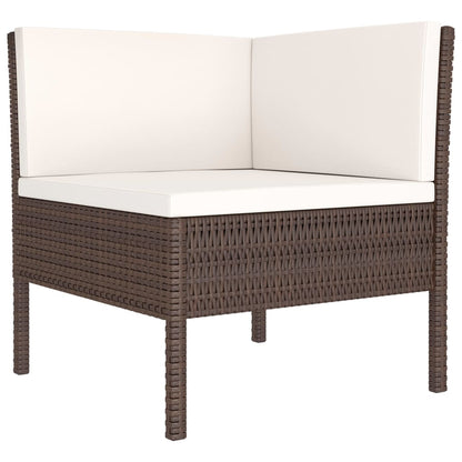 vidaXL 6-delige Loungeset met kussens poly rattan bruin