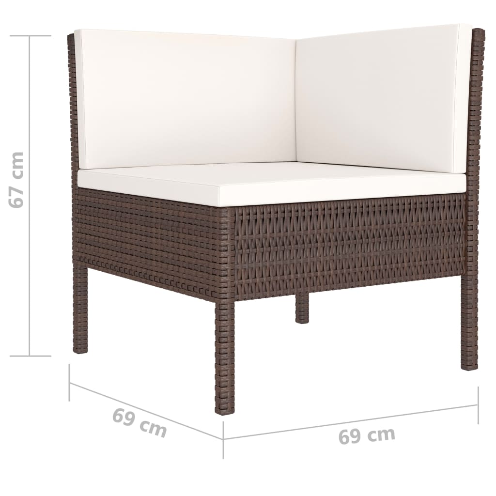 vidaXL 6-delige Loungeset met kussens poly rattan bruin