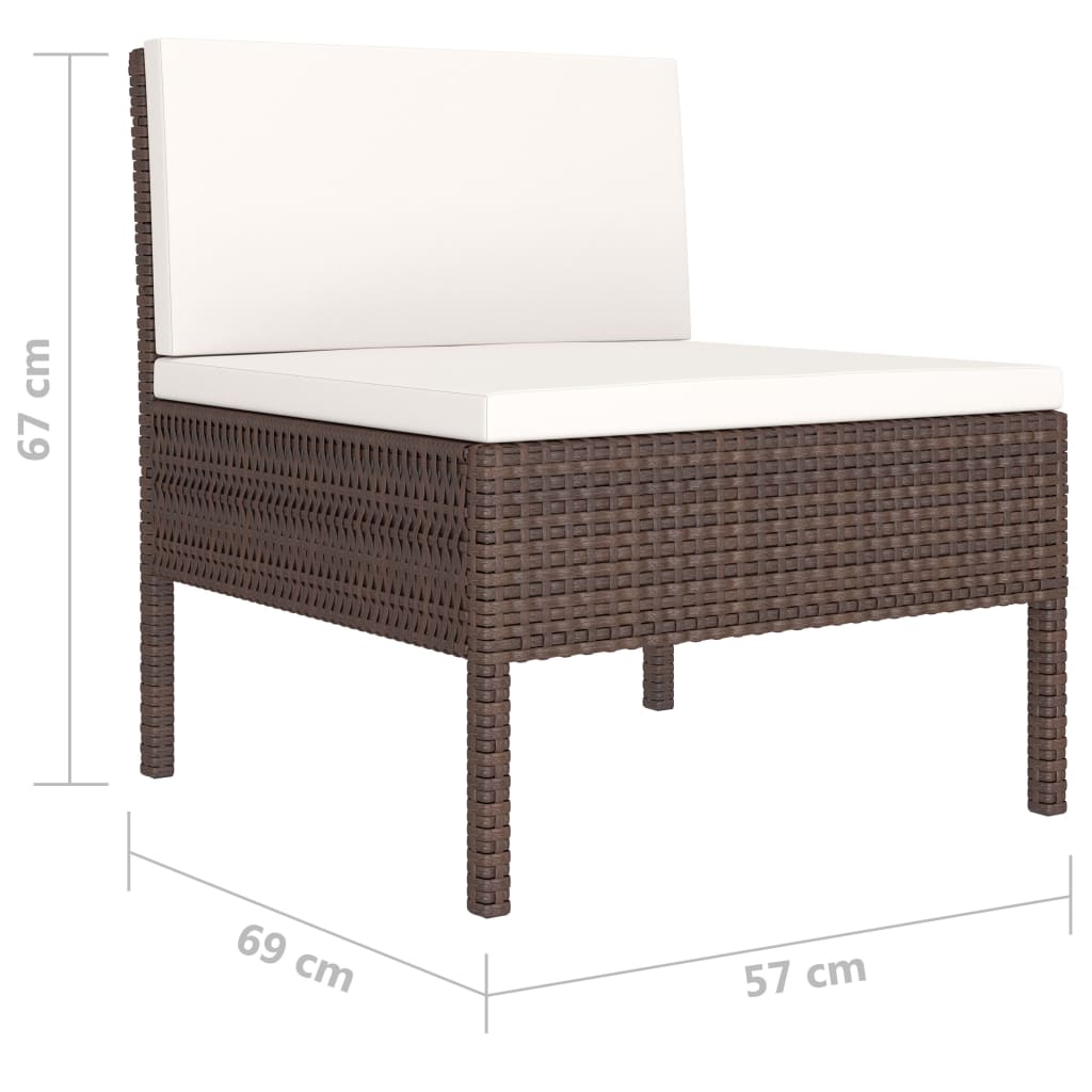 vidaXL 6-delige Loungeset met kussens poly rattan bruin