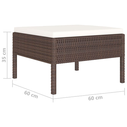 vidaXL 6-delige Loungeset met kussens poly rattan bruin