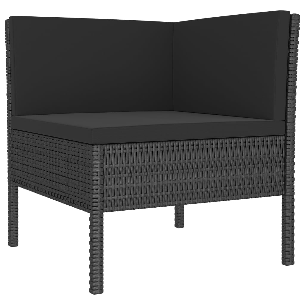 vidaXL 6-delige Loungeset met kussens poly rattan zwart