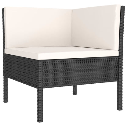 vidaXL 6-delige Loungeset met kussens poly rattan zwart