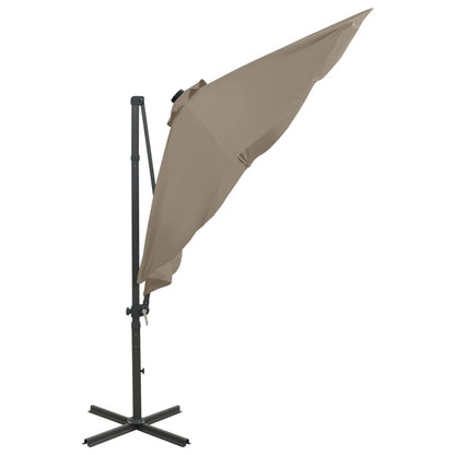 vidaXL Zweefparasol met paal en LED-verlichting 300 cm taupe