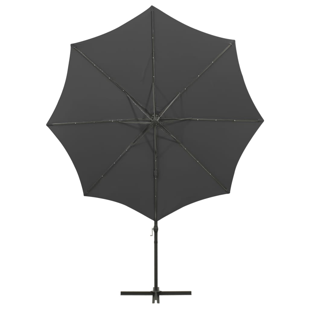 vidaXL Zweefparasol met paal en LED-verlichting 300 cm antracietkleur