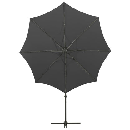 vidaXL Zweefparasol met paal en LED-verlichting 300 cm antracietkleur