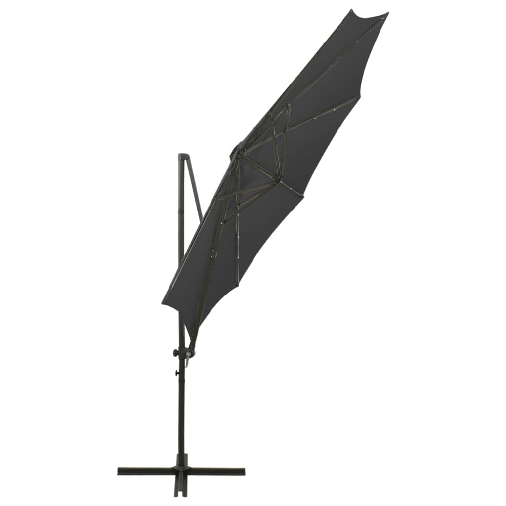 vidaXL Zweefparasol met paal en LED-verlichting 300 cm antracietkleur