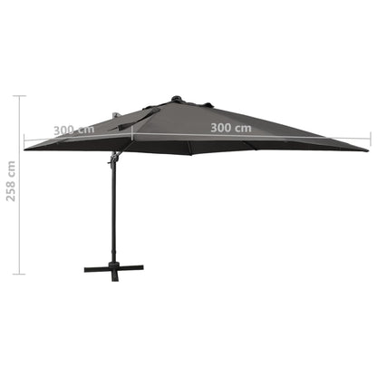 vidaXL Zweefparasol met paal en LED-verlichting 300 cm antracietkleur