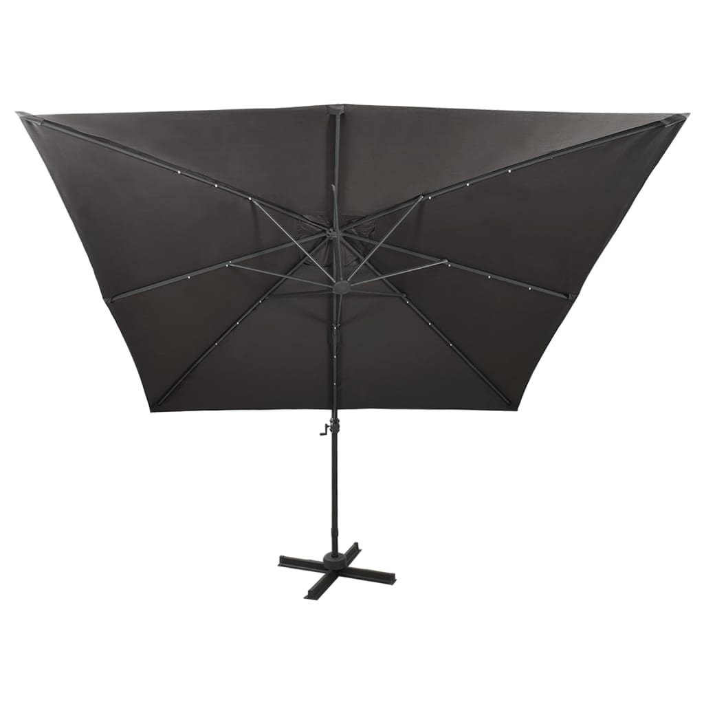 vidaXL Zweefparasol met paal en LED-verlichting 300 cm antracietkleur