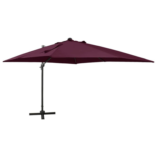 vidaXL Zweefparasol met paal en LED-verlichting 300 cm bordeauxrood