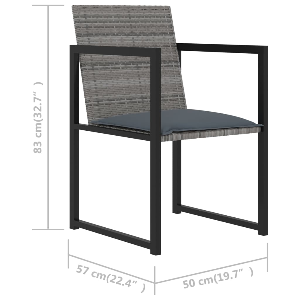 vidaXL 5-delige Tuinset met kussens poly rattan grijs