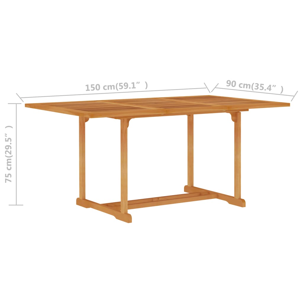 vidaXL Tuintafel 150x90x75 cm massief teakhout