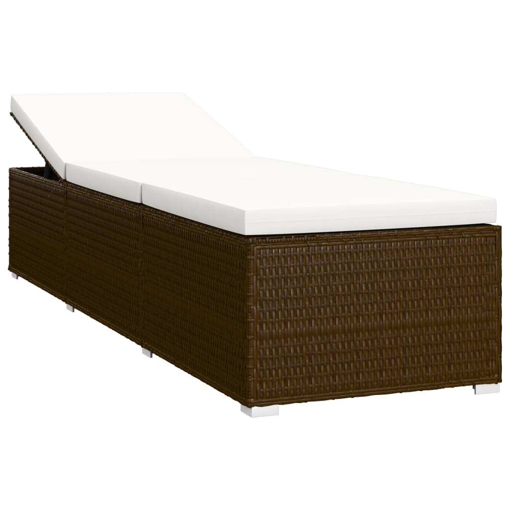 vidaXL 3-delige Ligbeddenset met theetafel poly rattan bruin