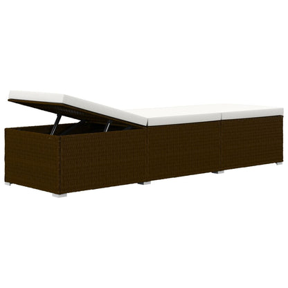 vidaXL 3-delige Ligbeddenset met theetafel poly rattan bruin