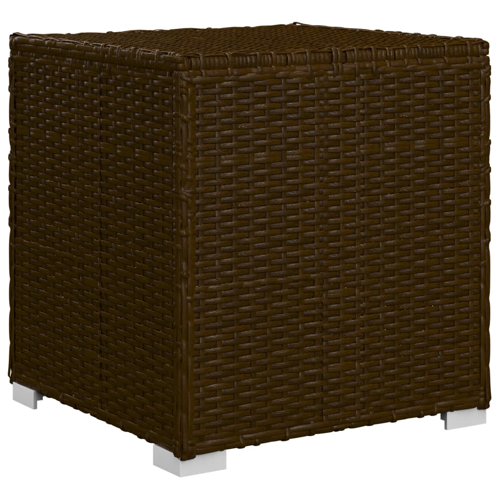 vidaXL 3-delige Ligbeddenset met theetafel poly rattan bruin