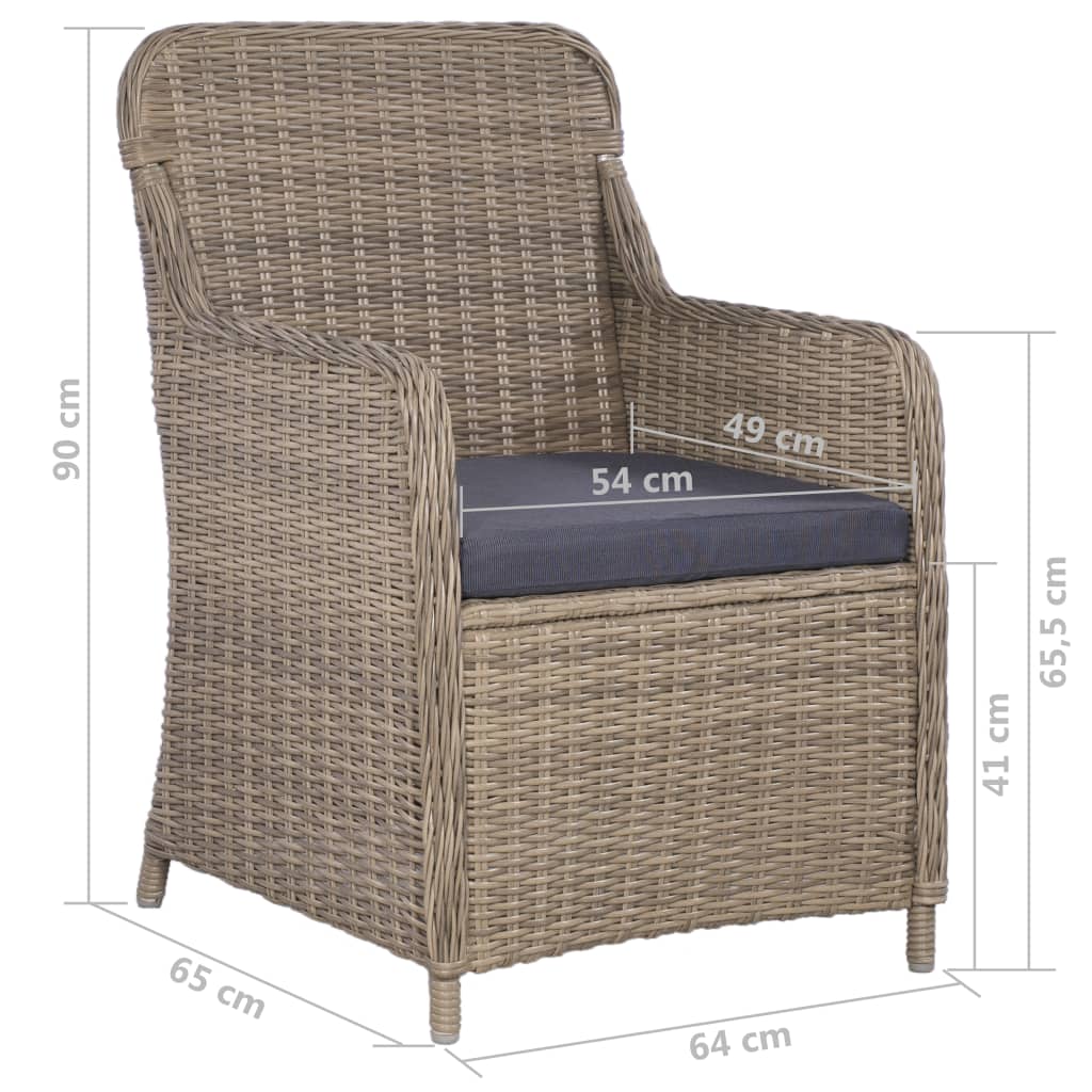 vidaXL 9-delige Tuinset poly rattan bruin