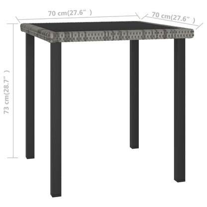 vidaXL Tuintafel 70x70x73 cm poly rattan grijs