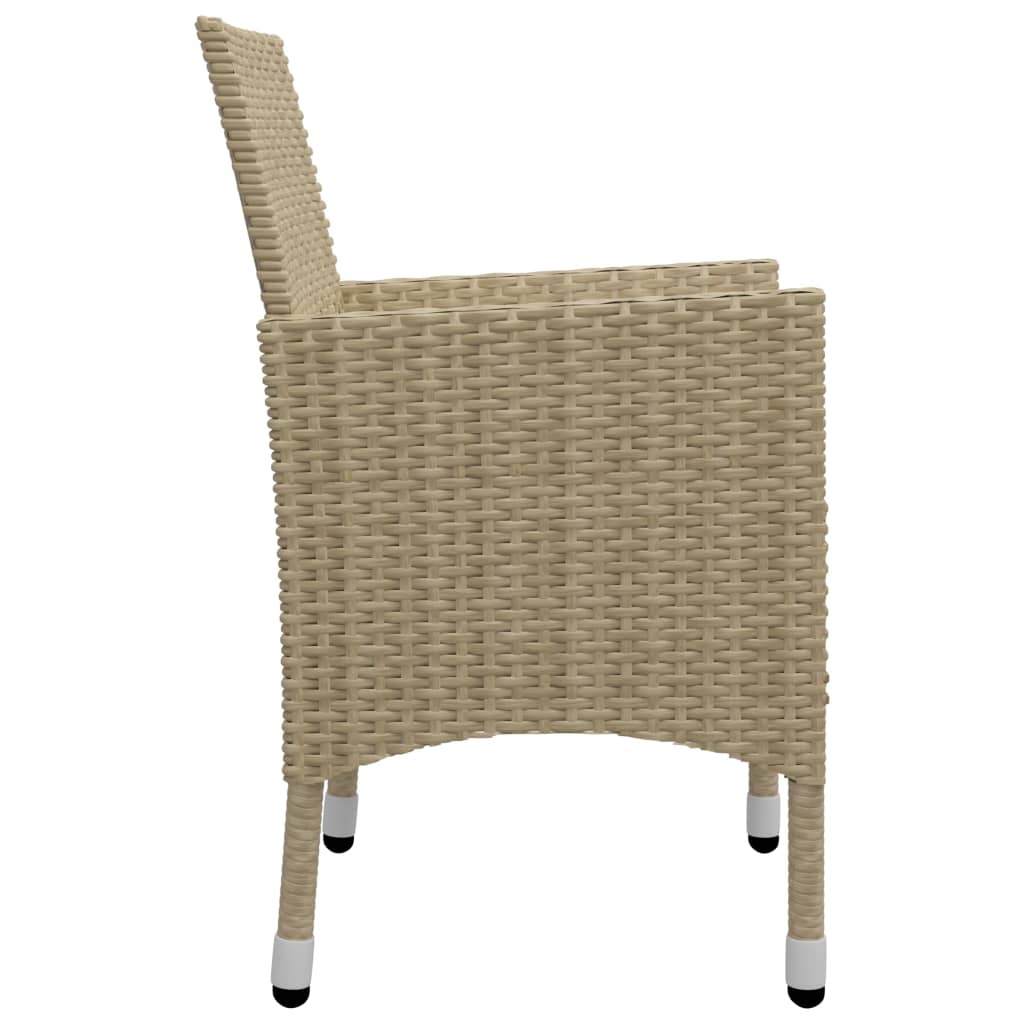 vidaXL 3-delige Tuinset poly rattan en glas beige