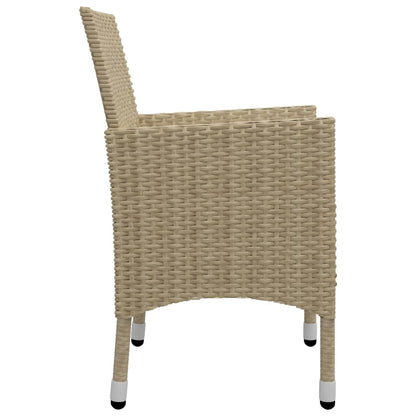 vidaXL 3-delige Tuinset poly rattan en glas beige