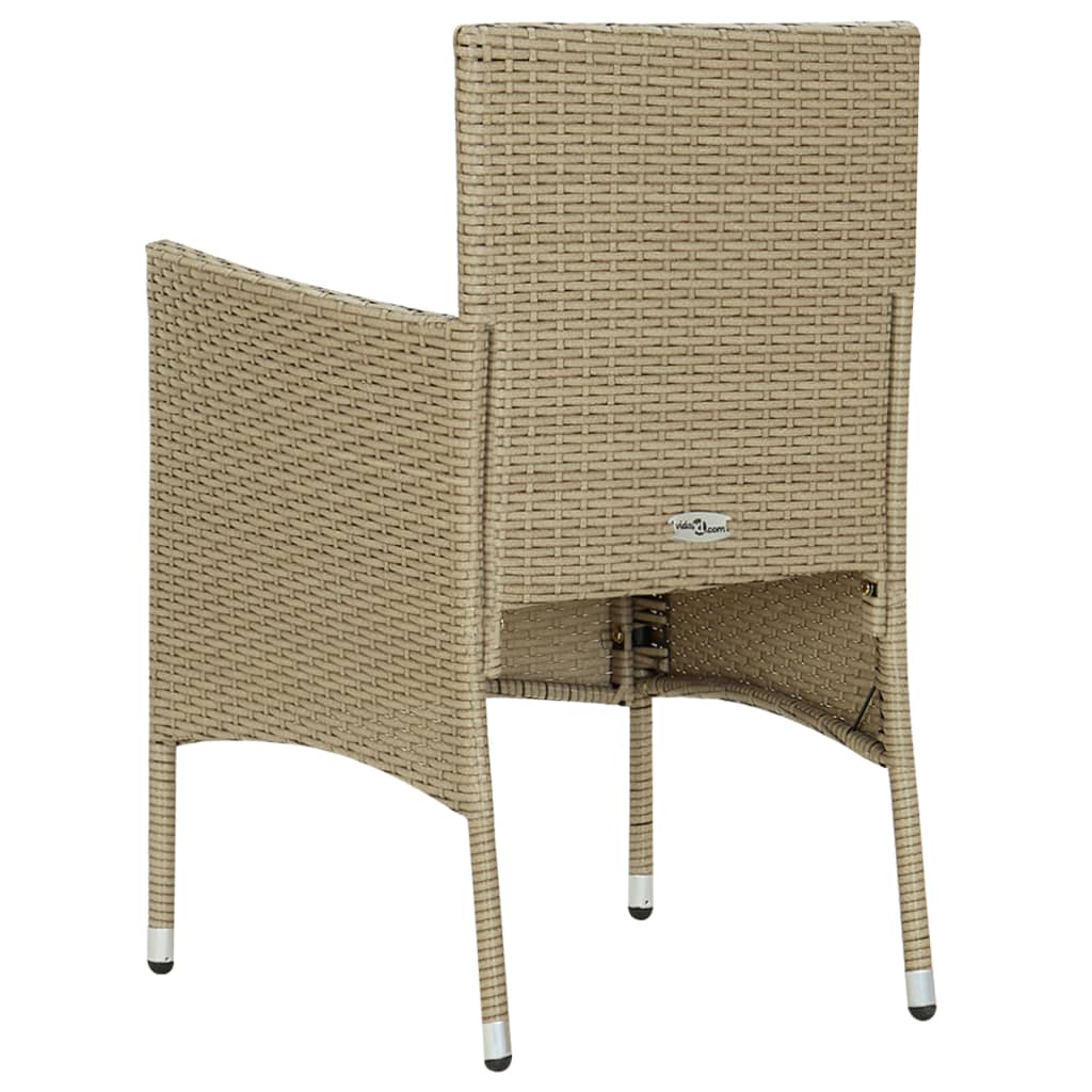 vidaXL 3-delige Tuinset poly rattan en glas beige