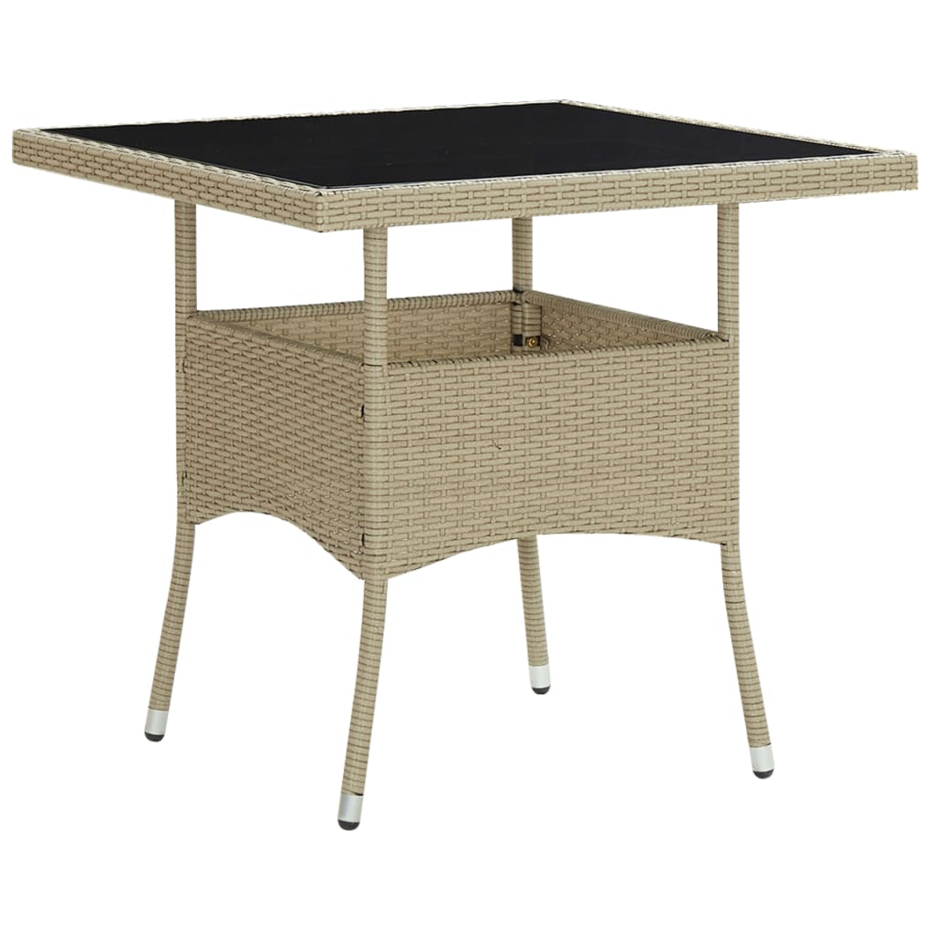 vidaXL 3-delige Tuinset poly rattan en glas beige