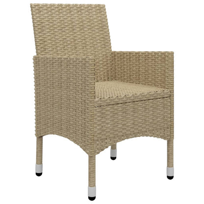 vidaXL 3-delige Tuinset poly rattan en glas beige