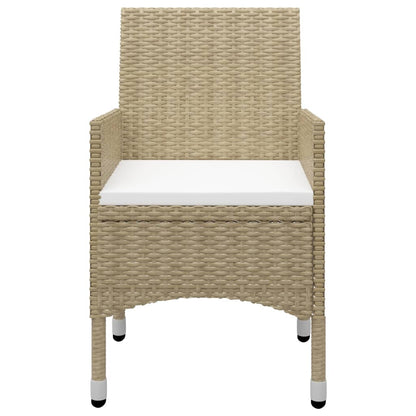 vidaXL 3-delige Tuinset poly rattan en glas beige