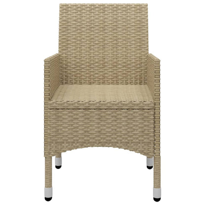 vidaXL 3-delige Tuinset poly rattan en glas beige