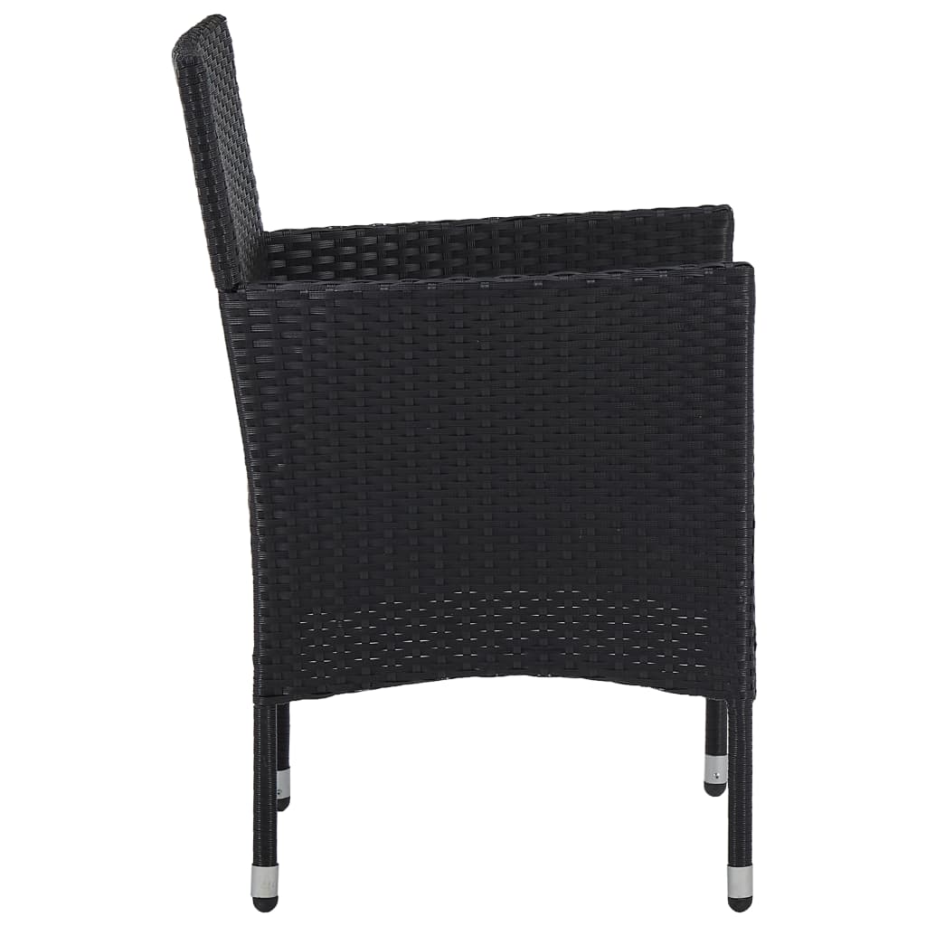 vidaXL 3-delige Tuinset poly rattan en acaciahout zwart