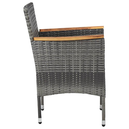 vidaXL 5-delige Tuinset poly rattan en acaciahout grijs