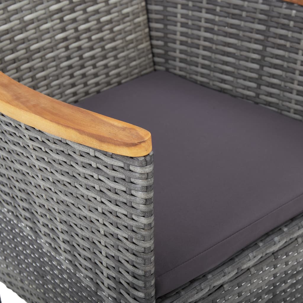 vidaXL 5-delige Tuinset poly rattan en acaciahout grijs