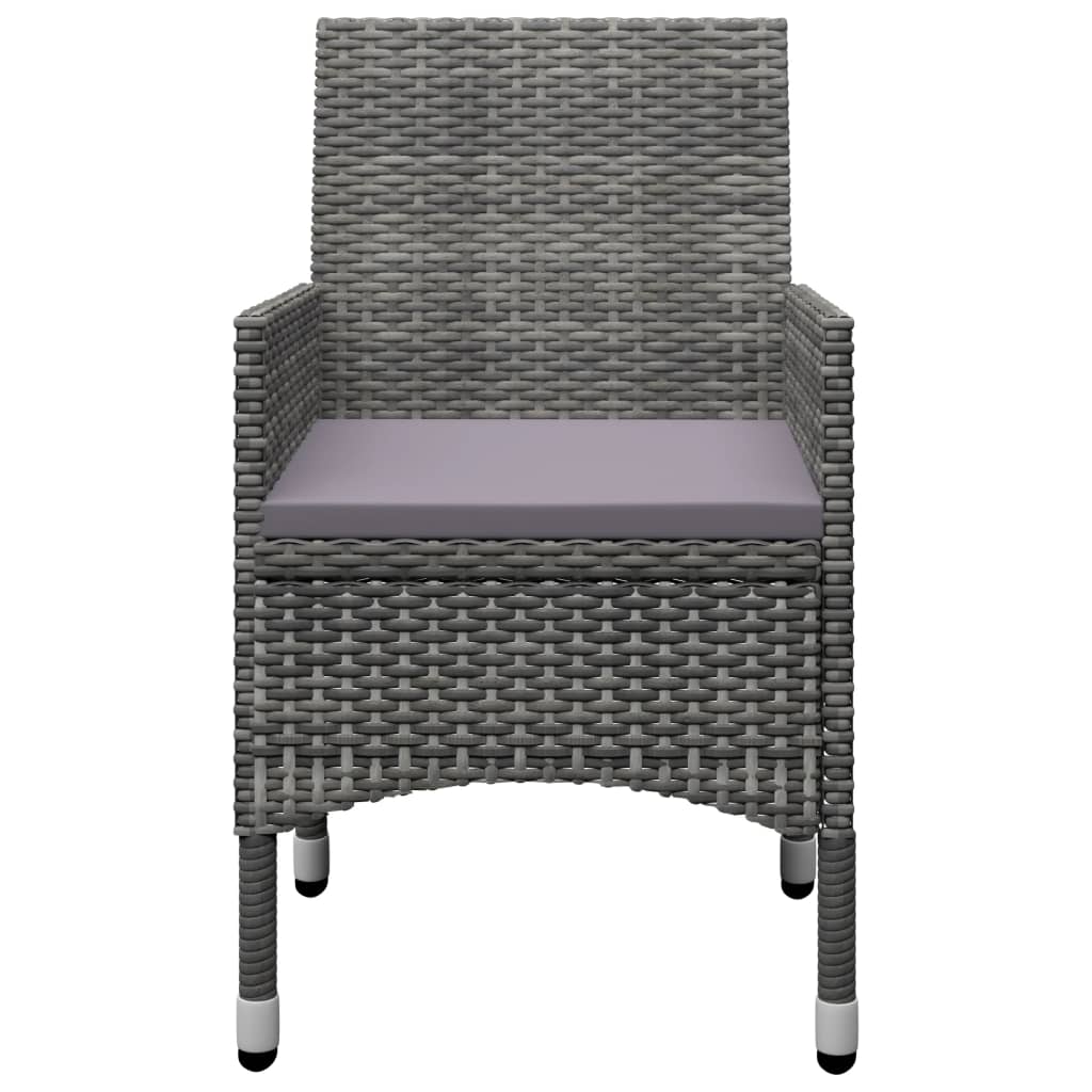 vidaXL 3-delige Bistroset poly rattan en gehard glas grijs