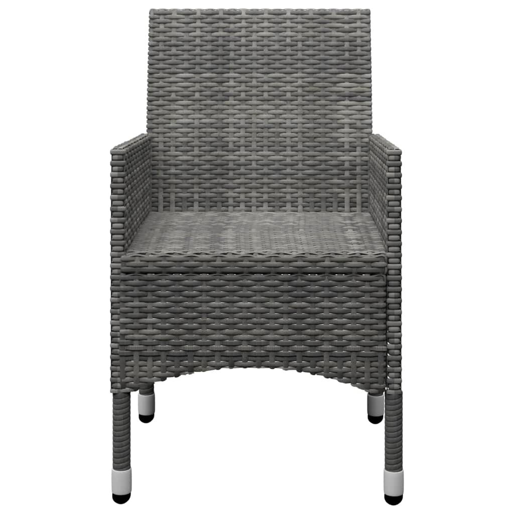 vidaXL 3-delige Bistroset poly rattan en gehard glas grijs