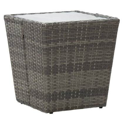 vidaXL 3-delige Bistroset poly rattan en gehard glas grijs