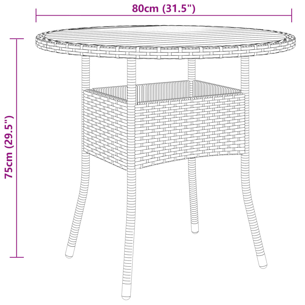 vidaXL 3-delige Tuinset poly rattan zwart