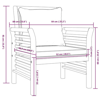 vidaXL 4-delige Loungeset met kussens massief acaciahout