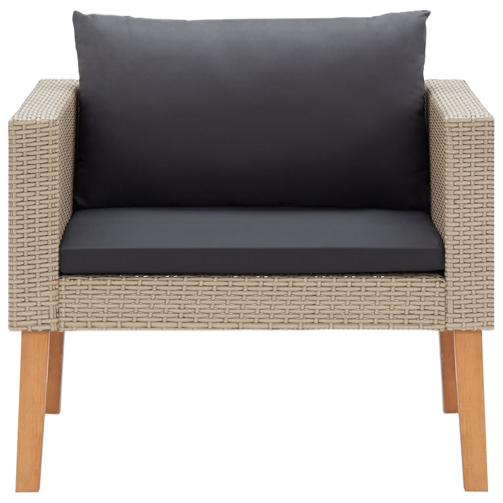 vidaXL 4-delige Loungeset met kussens poly rattan beige