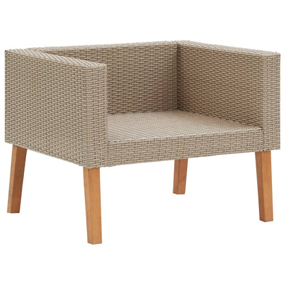 vidaXL 4-delige Loungeset met kussens poly rattan beige