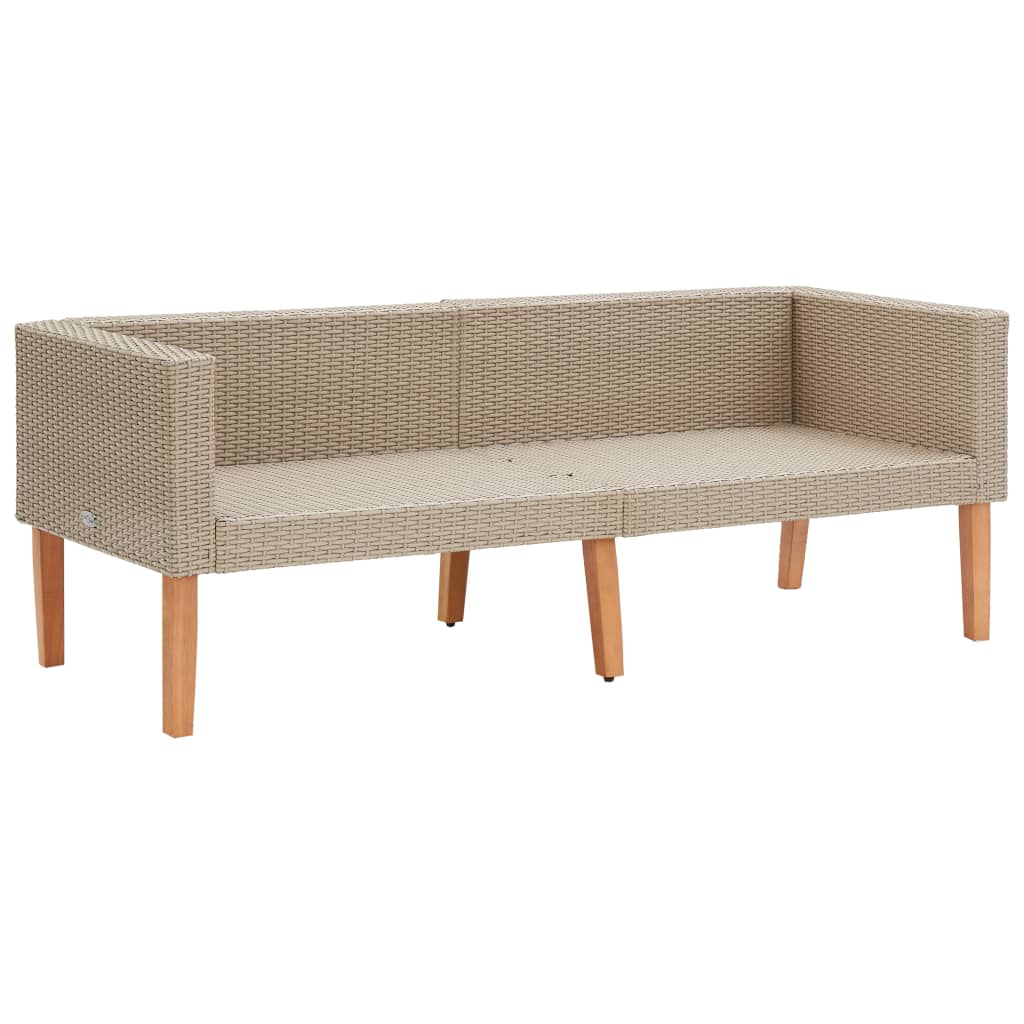 vidaXL 4-delige Loungeset met kussens poly rattan beige