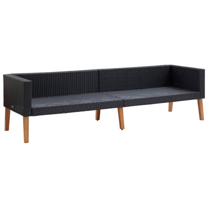 vidaXL 2-delige Loungeset met kussens poly rattan zwart