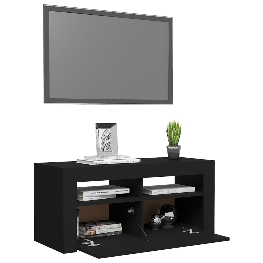 vidaXL Tv-meubel met LED-verlichting 90x35x40 cm zwart