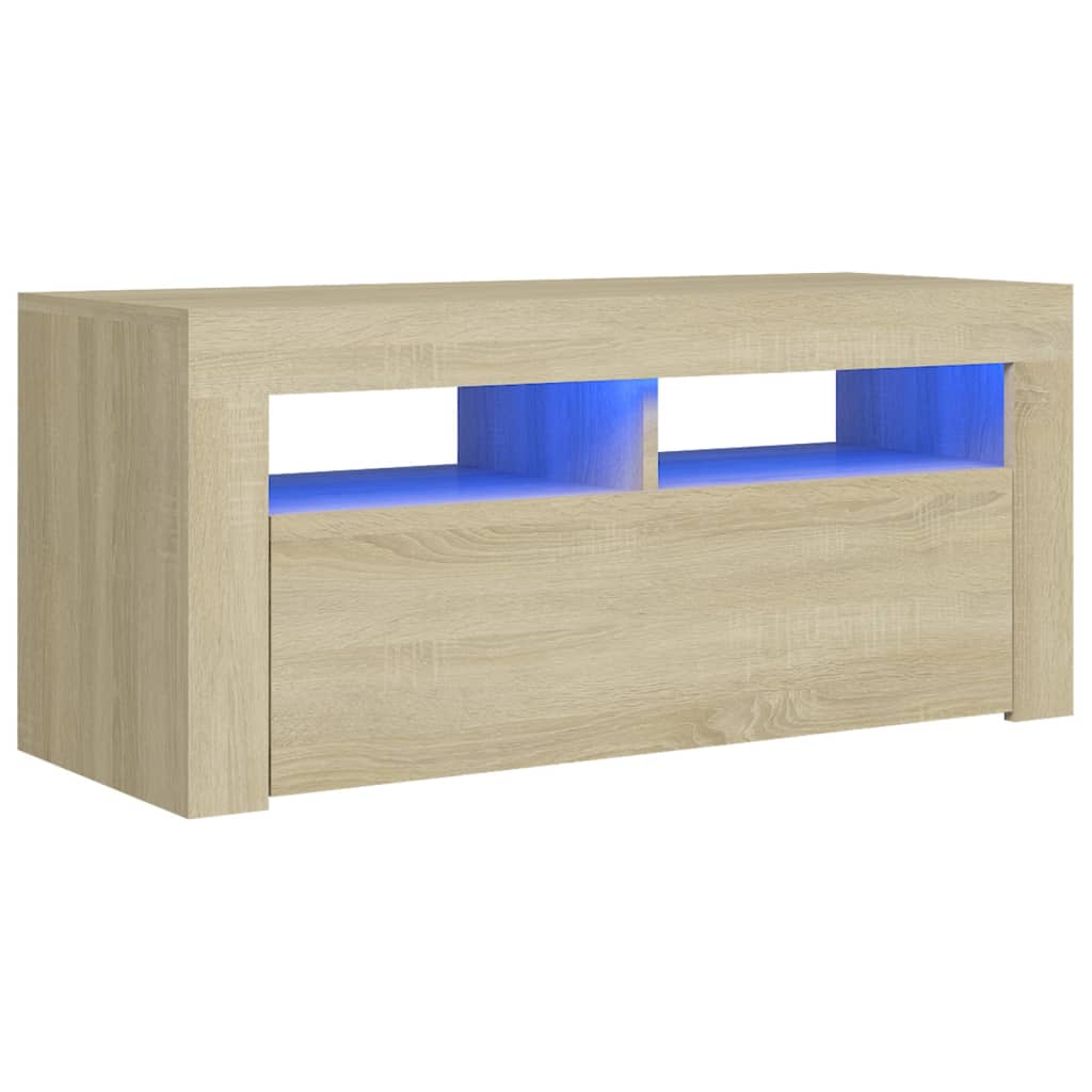 vidaXL Tv-meubel met LED-verlichting 90x35x40 cm sonoma eikenkleurig