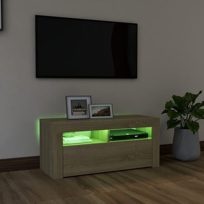 vidaXL Tv-meubel met LED-verlichting 90x35x40 cm sonoma eikenkleurig