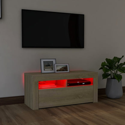 vidaXL Tv-meubel met LED-verlichting 90x35x40 cm sonoma eikenkleurig