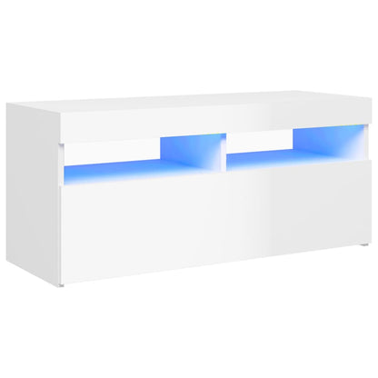 vidaXL Tv-meubel met LED-verlichting 90x35x40 cm hoogglans wit