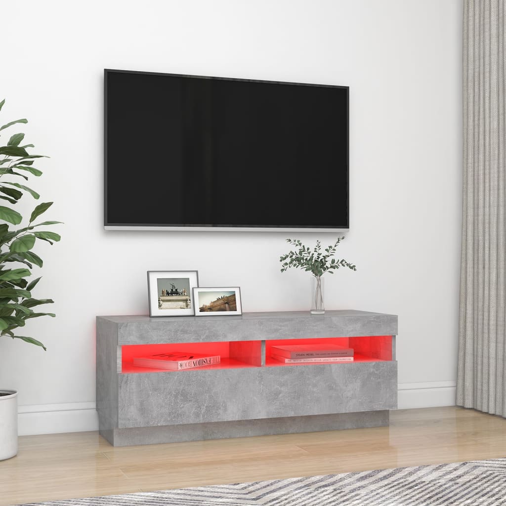 vidaXL Tv-meubel met LED-verlichting 100x35x40 cm betongrijs