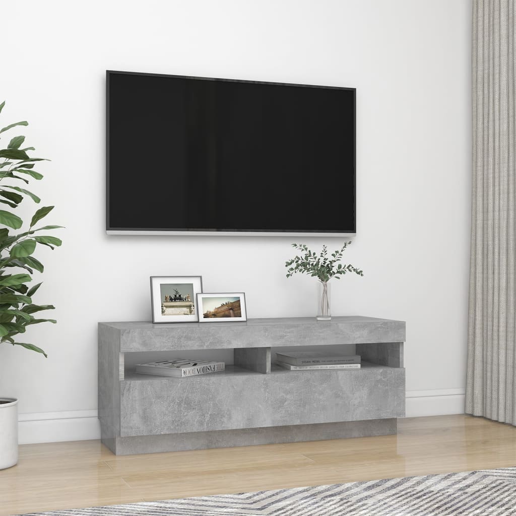 vidaXL Tv-meubel met LED-verlichting 100x35x40 cm betongrijs